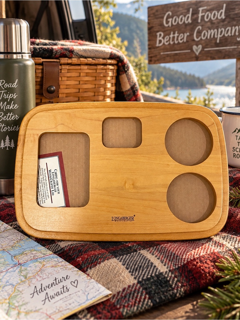 Longaberger “Small Gathering Road Trip Lid” 50814 WoodCrafts Original Box